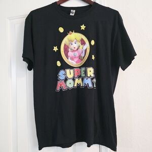 Personalized Princess Peach Super Mommy Birthday Matching Tees Large